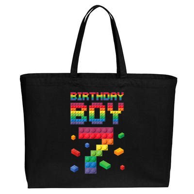 Birthday Boy 7 Years Old Seven Master Builder Building Lover Cotton Canvas Jumbo Tote