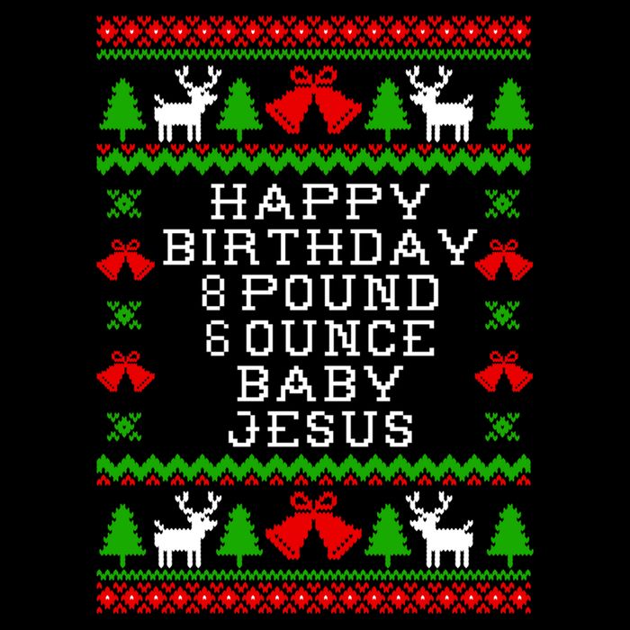 Baby Birthday 8 Pound 6 Ounce Baby Jesus Ugly Christmas Sweater Style Essentia Bucket Hat