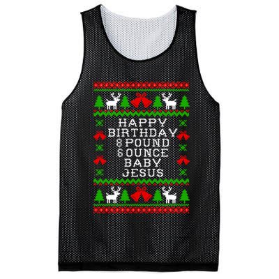 Baby Birthday 8 Pound 6 Ounce Baby Jesus Ugly Christmas Sweater Style Essentia Mesh Reversible Basketball Jersey Tank