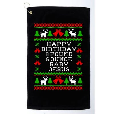 Baby Birthday 8 Pound 6 Ounce Baby Jesus Ugly Christmas Sweater Style Essentia Golf Towel
