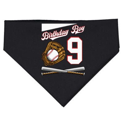 Birthday Boy 9 Party Cake Baseball Field Bat Catch Homerun USA-Made Doggie Bandana