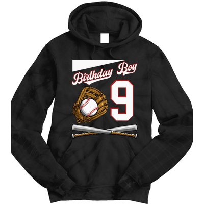 Birthday Boy 9 Party Cake Baseball Field Bat Catch Homerun Tie Dye Hoodie