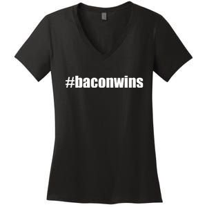 #Baconwins Women's V-Neck T-Shirt