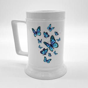 Blue Butterfly Art Garden Beautiful Butterflies Beer Stein