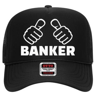 Banker High Crown Mesh Back Trucker Hat