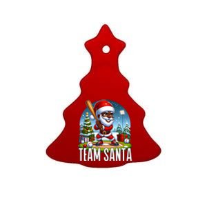 Baseball Black African American Santa Claus Christmas Pjs Gift Ceramic Tree Ornament