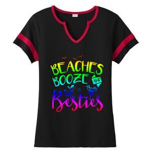 Beaches Booze And Besties Girls Trip Friends Bff Funny Gift Ladies Halftime Notch Neck Tee