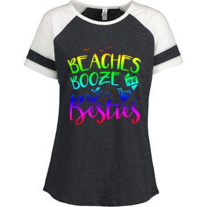 Beaches Booze And Besties Girls Trip Friends Bff Funny Gift Enza Ladies Jersey Colorblock Tee