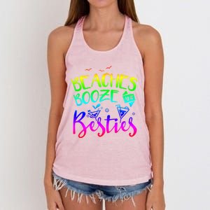 Beaches Booze And Besties Girls Trip Friends Bff Funny Gift Women's Knotted Racerback Tank