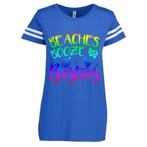 Beaches Booze And Besties Girls Trip Friends Bff Funny Gift Enza Ladies Jersey Football T-Shirt