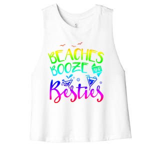 Beaches Booze And Besties Girls Trip Friends Bff Funny Gift Women's Racerback Cropped Tank