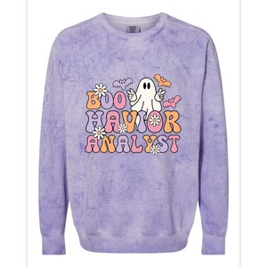 Boo Behavior Analyst Retro Halloween ABA Therapist BCBA Gift Colorblast Crewneck Sweatshirt