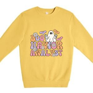 Boo Behavior Analyst Retro Halloween ABA Therapist BCBA Gift Premium Crewneck Sweatshirt