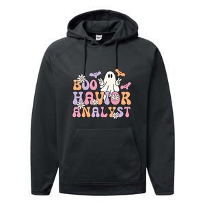 Boo Behavior Analyst Retro Halloween ABA Therapist BCBA Gift Performance Fleece Hoodie