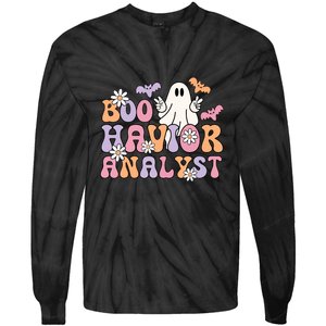 Boo Behavior Analyst Retro Halloween ABA Therapist BCBA Gift Tie-Dye Long Sleeve Shirt