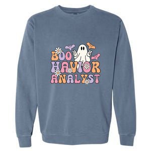 Boo Behavior Analyst Retro Halloween ABA Therapist BCBA Gift Garment-Dyed Sweatshirt