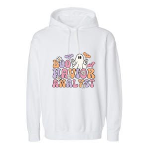 Boo Behavior Analyst Retro Halloween ABA Therapist BCBA Gift Garment-Dyed Fleece Hoodie