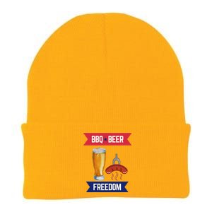 Bbq Beer And Freedom Patriotic 4th Of July Design Gift Knit Cap Winter Beanie