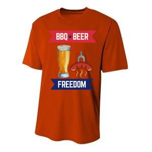 Bbq Beer And Freedom Patriotic 4th Of July Design Gift Performance Sprint T-Shirt