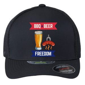 Bbq Beer And Freedom Patriotic 4th Of July Design Gift Flexfit Unipanel Trucker Cap