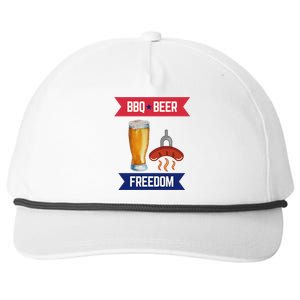 Bbq Beer And Freedom Patriotic 4th Of July Design Gift Snapback Five-Panel Rope Hat