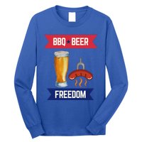 Bbq Beer And Freedom Patriotic 4th Of July Design Gift Long Sleeve Shirt