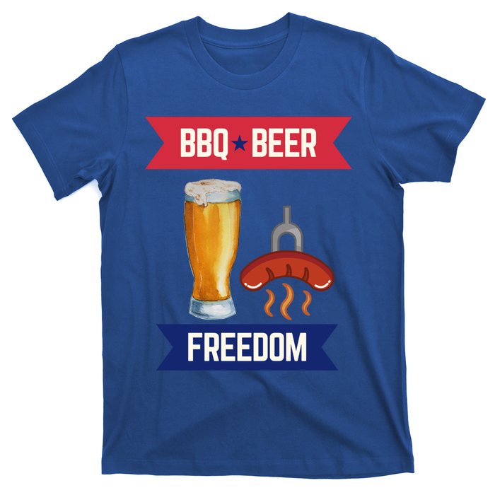 Bbq Beer And Freedom Patriotic 4th Of July Design Gift T-Shirt