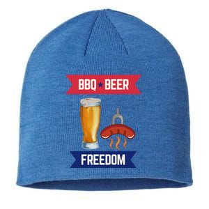 Bbq Beer And Freedom Patriotic 4th Of July Design Gift Sustainable Beanie