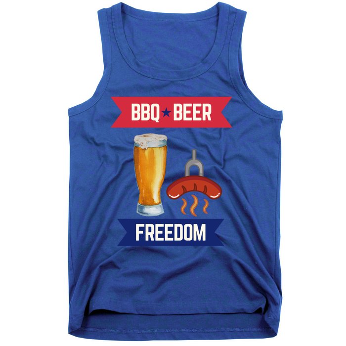 Bbq Beer And Freedom Patriotic 4th Of July Design Gift Tank Top