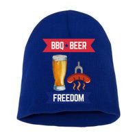 Bbq Beer And Freedom Patriotic 4th Of July Design Gift Short Acrylic Beanie