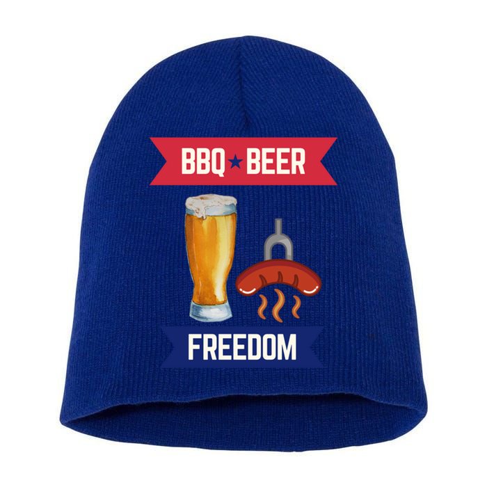 Bbq Beer And Freedom Patriotic 4th Of July Design Gift Short Acrylic Beanie