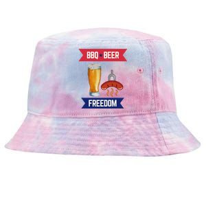 Bbq Beer And Freedom Patriotic 4th Of July Design Gift Tie-Dyed Bucket Hat