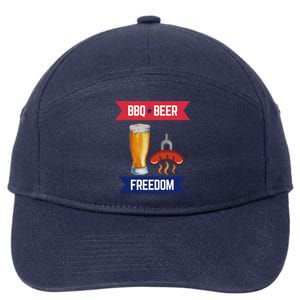 Bbq Beer And Freedom Patriotic 4th Of July Design Gift 7-Panel Snapback Hat