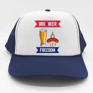 Bbq Beer And Freedom Patriotic 4th Of July Design Gift Trucker Hat