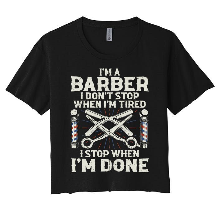 Best Barber Art For Men Male Hairstylist Barbershop Lover Women's Crop Top Tee