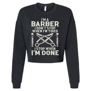 Best Barber Art For Men Male Hairstylist Barbershop Lover Cropped Pullover Crew