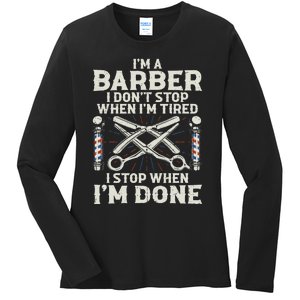 Best Barber Art For Men Male Hairstylist Barbershop Lover Ladies Long Sleeve Shirt