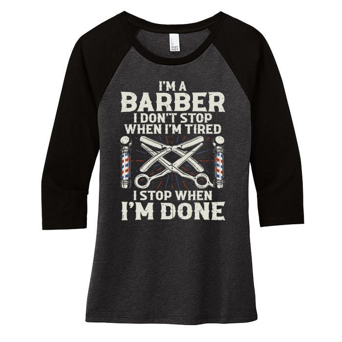 Best Barber Art For Men Male Hairstylist Barbershop Lover Women's Tri-Blend 3/4-Sleeve Raglan Shirt