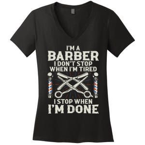 Best Barber Art For Men Male Hairstylist Barbershop Lover Women's V-Neck T-Shirt