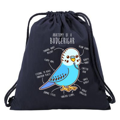 Blue Budgie Anatomy Drawstring Bag