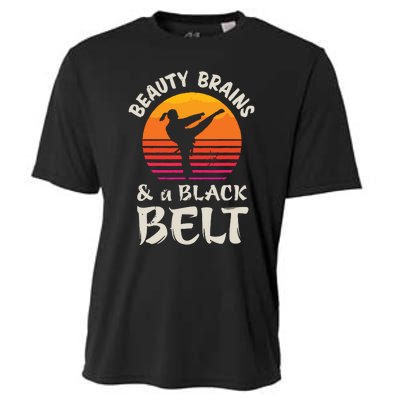 Beauty Brains And A Black Belt Karate Girl Martial Arts Gift Cooling Performance Crew T-Shirt