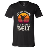 Beauty Brains And A Black Belt Karate Girl Martial Arts Gift V-Neck T-Shirt