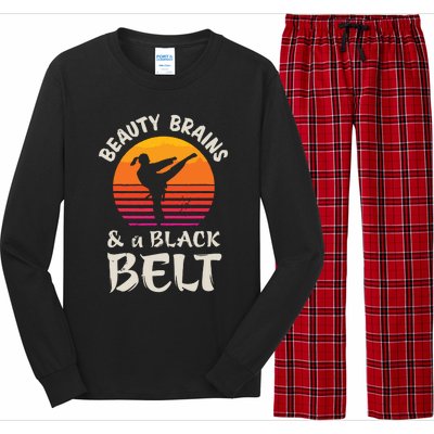 Beauty Brains And A Black Belt Karate Girl Martial Arts Gift Long Sleeve Pajama Set