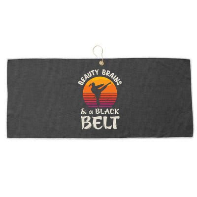 Beauty Brains And A Black Belt Karate Girl Martial Arts Gift Large Microfiber Waffle Golf Towel