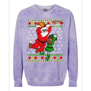 Basketball Black African American Santa Claus Dunk Elf Cool Gift Colorblast Crewneck Sweatshirt