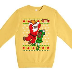 Basketball Black African American Santa Claus Dunk Elf Cool Gift Premium Crewneck Sweatshirt