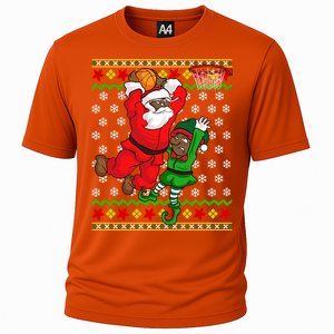 Basketball Black African American Santa Claus Dunk Elf Cool Gift Cooling Performance Crew T-Shirt