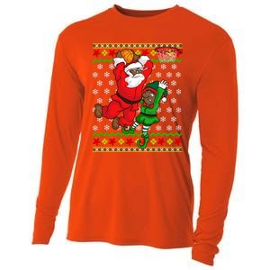 Basketball Black African American Santa Claus Dunk Elf Cool Gift Cooling Performance Long Sleeve Crew