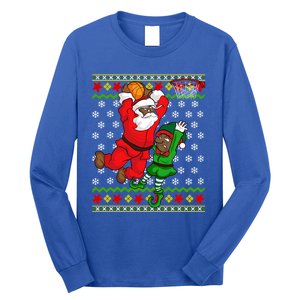 Basketball Black African American Santa Claus Dunk Elf Cool Gift Long Sleeve Shirt