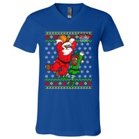 Basketball Black African American Santa Claus Dunk Elf Cool Gift V-Neck T-Shirt